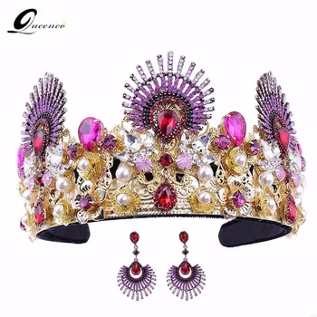 

Baroque Wedding Crown Crystal Big Crowns And Tiaras Vintage Bridal Hair Accessories Women Headband Headpiece
