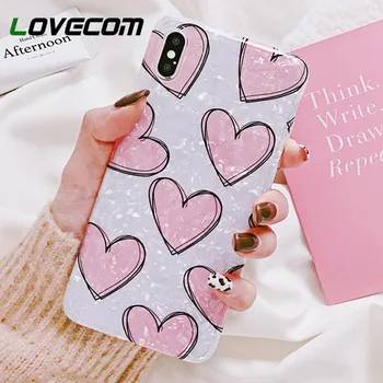 

LOVECOM Pink Heart Dream Shell Case For iPhone 11 Pro Max XR XS Max X 6 6S 7 8 Plus Soft IMD Phone Back Cover Gift for Lover