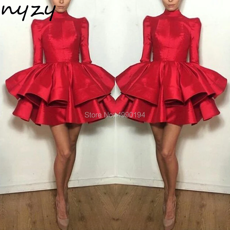 

NYZY C76 Robe Cocktail Dress Red Carpet Dresses Formal Dress Satin Wedding Party Dress Celebrity vestido coctel