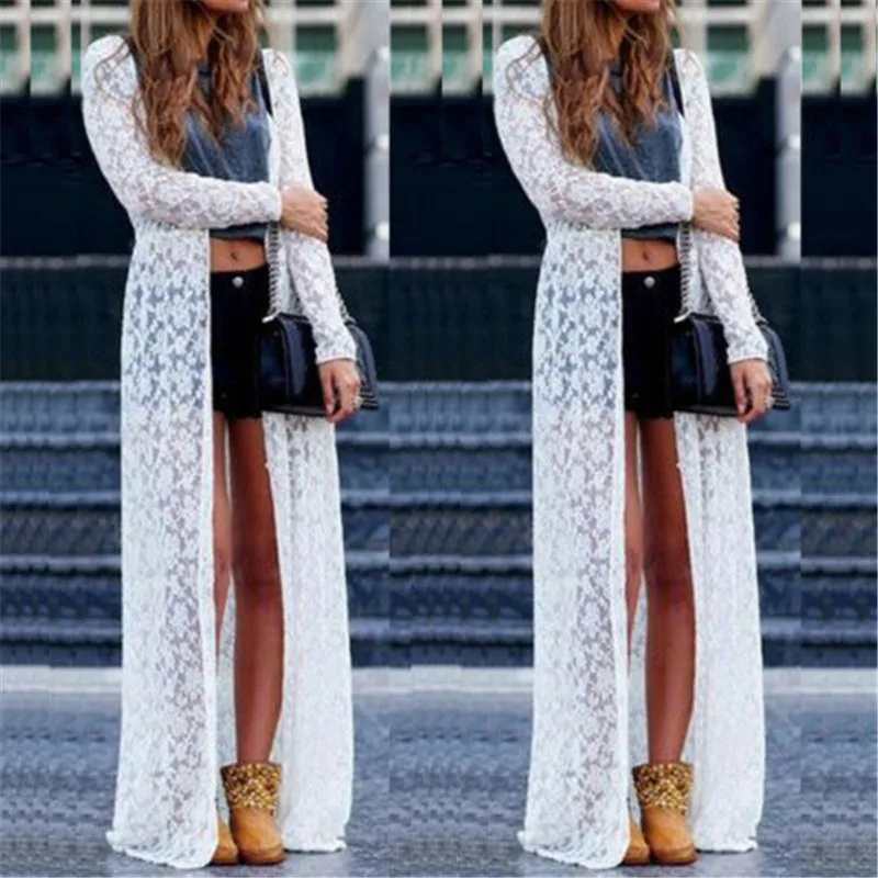 

2019 New Black Friday Deals Women Ladies Summer Long Sleeve Beach Lace Cardigan Blouse Long Tops