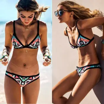 

ITFABS Retro Swimsuit 2019 Sexy thong Bikini Women Print Swimwear Female Bathing Suit Girls Beachwear Biquini