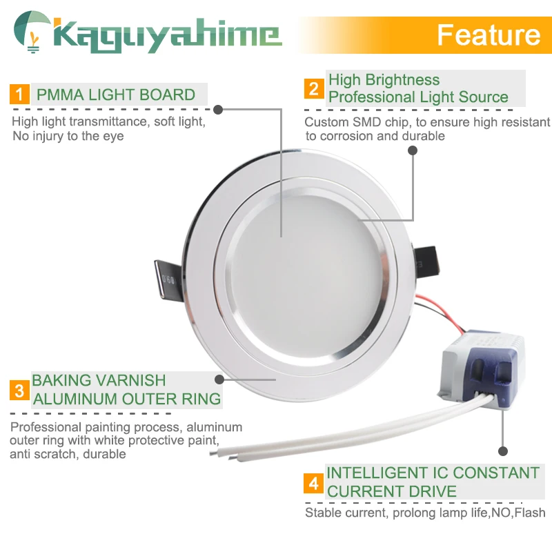 Kaguyahime 220V 110V алюминиевый светодиодный светильник 3W 5W 10W 15W светодиодный светильник для гостиной яркий светодиодный направленный свет для внутреннего освещения