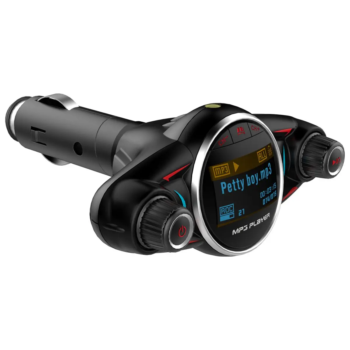 BT08 Car Charger FM Transmitter Bluetooth 4.0 Car Kit Handsfree A2DP AUX Audio MP3 Player 1.3 inch LED dot matrix screen Displ
