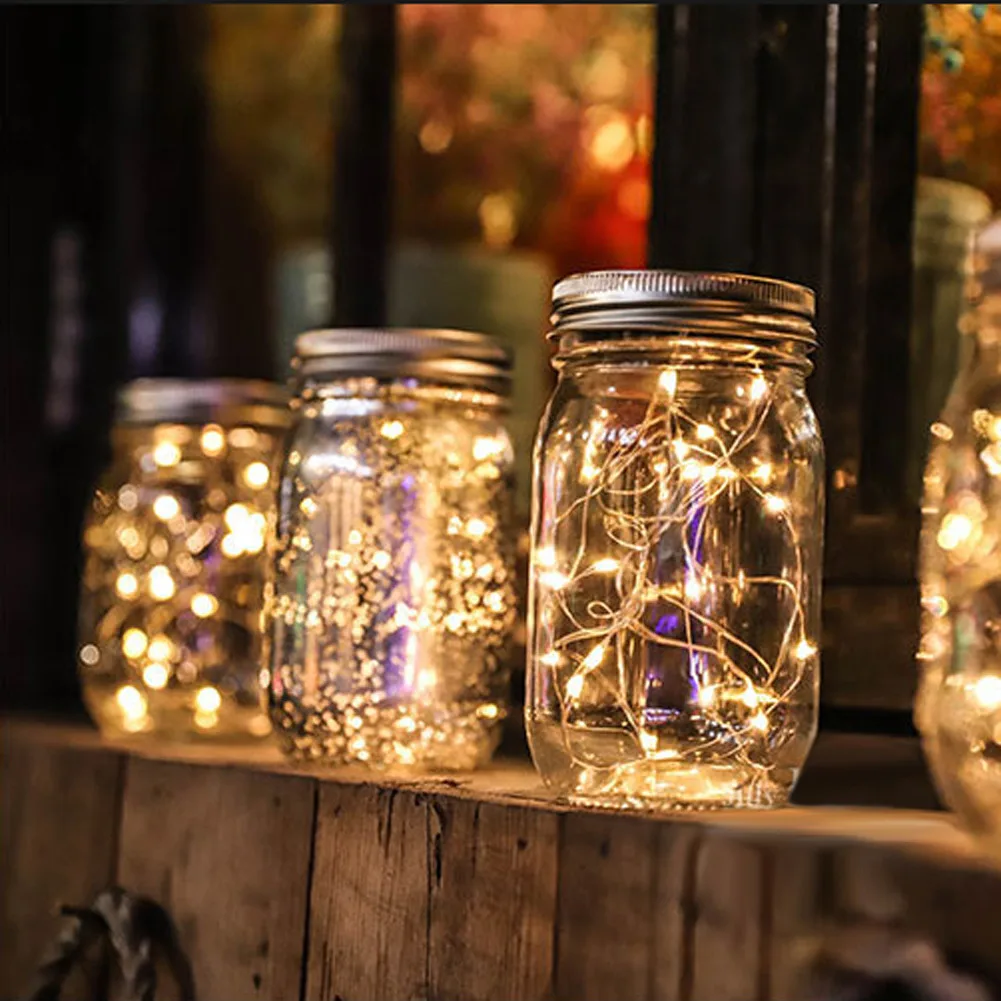 Солнечный Mason Jar Light 20Led водонепроницаемый IP65 стеклянный подвесной фонарь