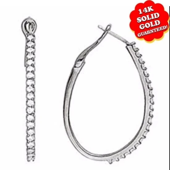 Овальной формы кубический Серги-Обручи из циркония серьги для женщин в 14 к белого