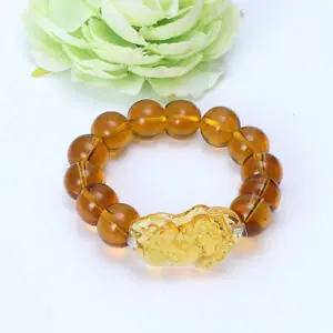 14 mm Naturel Noir Agate Gemstone Pi Yao//PI XIU Feng Shui Bracelet pour la richesse