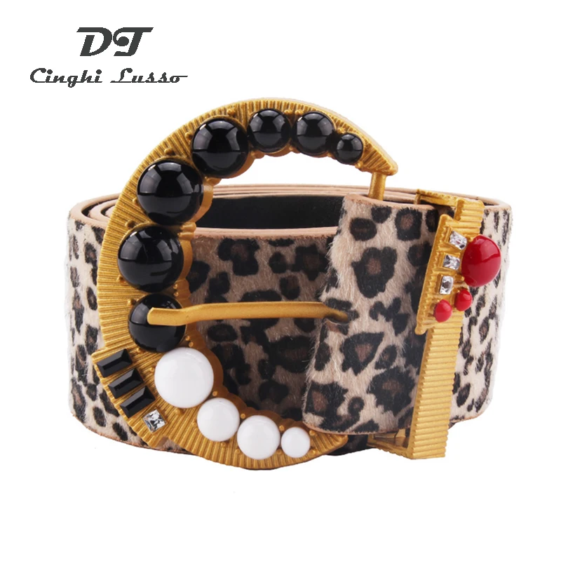 

CINGHI LUSSO Luxury PU Leather Belts Cummerbunds Women High Quality Pin Buckle Snake Pattern Leopard Waist Belt Female Designer