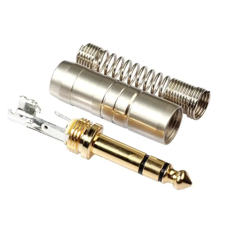 

Gold Plated 6.35mm 1/4 inch Jack Plug Solder Male Stereo Socket Audio Wire Converter Connector Adapter with Spring