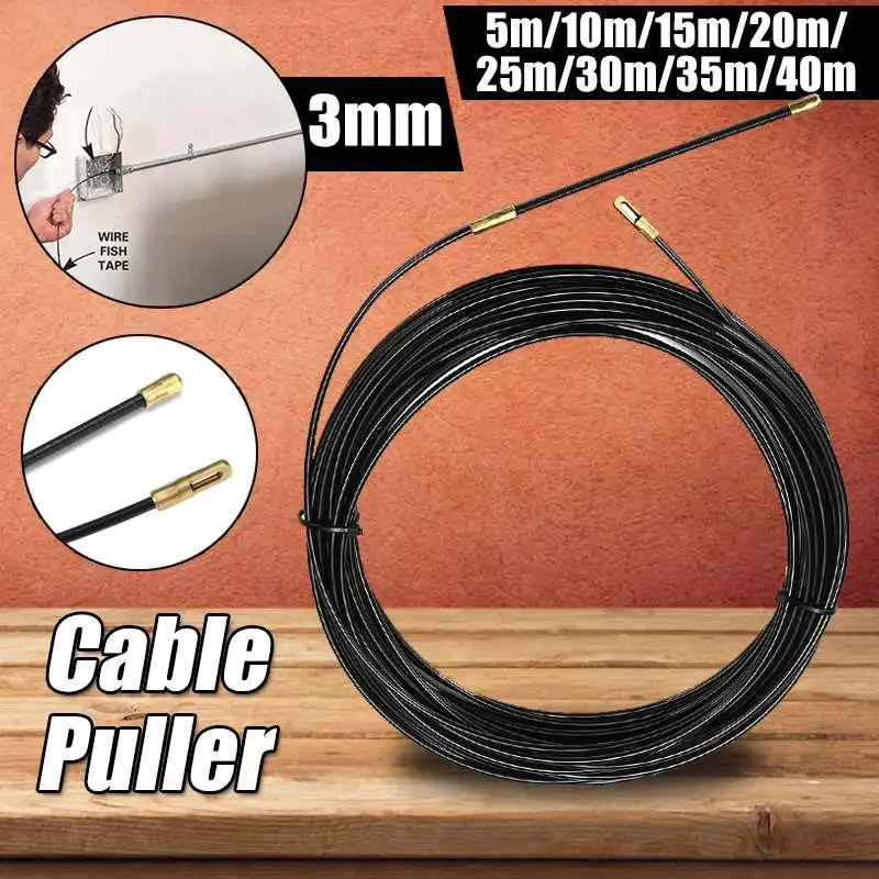 

3mm 5 Meter To 40 Meter Black Guide Device Fiberglass Electric Cable Push Pullers Duct Snake Rodder Fish Tape Wire
