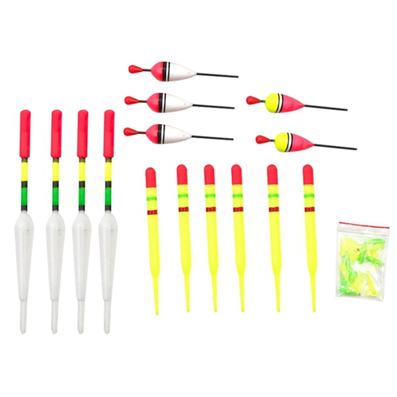 

LGFM-1 set (15Pcs) Vertical Buoy Sea Fishing Floats for Most Type of Angling with Attachment Rubbers Fishing Lures