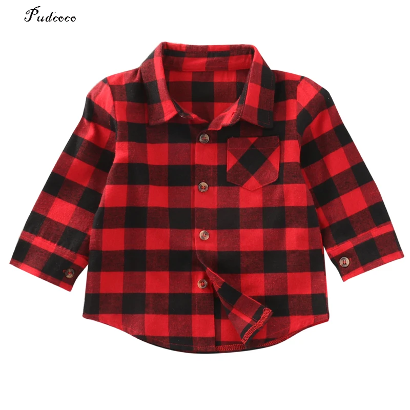 

New Style in Autumn 2018 Cute Baby Kids Boys Girls Long Sleeve Shirt Plaids Checks Tops Blouse Out Wear Jackets Clothes