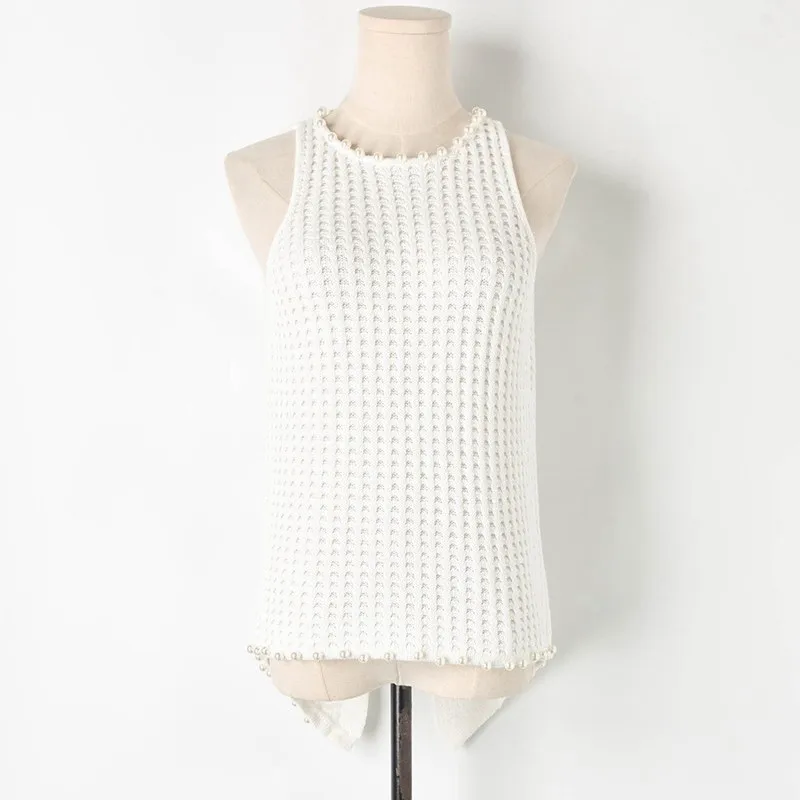 Back Sexy D'été Manches Bead Dos Sans De Split Gilet Fork 2019 Pull Dames Perlé Ouvert Odxwd1P