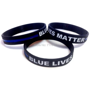 

100pcs Black BLUE LIVES MATTER Thin Blue Line wristband silicone bracelets free shipping by ePacket A