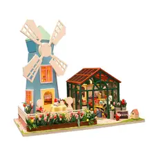 1/24 Деревянный DIY Миниатюрный Набор для кукольного домика ручной работы модель кукольного домика с подсветкой мебель развивающие игрушки подарки для детей