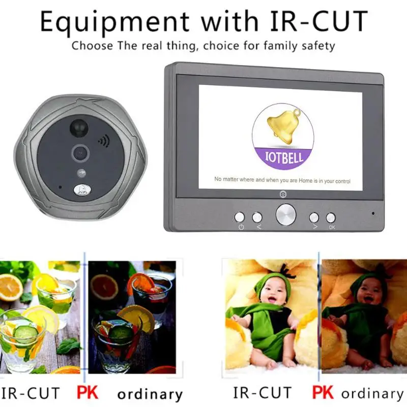 

5 Inch Wifi Wireless Digital Intercom Doorbell Peephole Viewer Home Security Camera 160 Degrees Doorphone US EU Plug