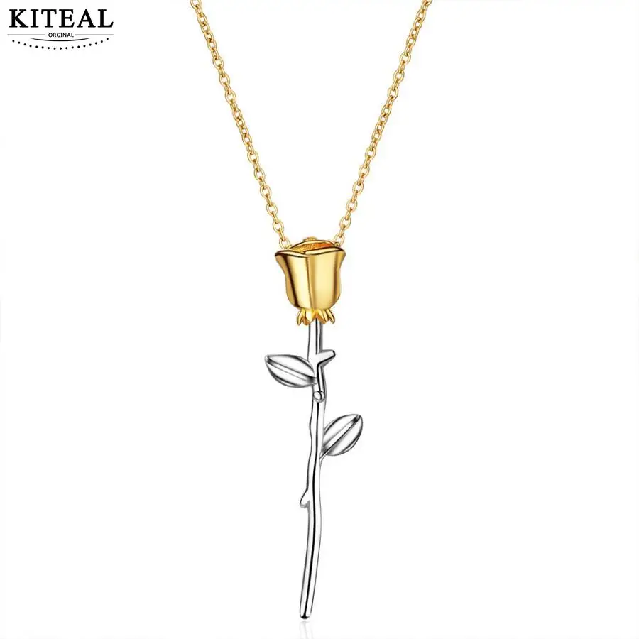 ITEAL новый 925 2019 Серебро Цвет женское ожерелье с подвеской золото роза ожерелье ювелирные изделия оптом
