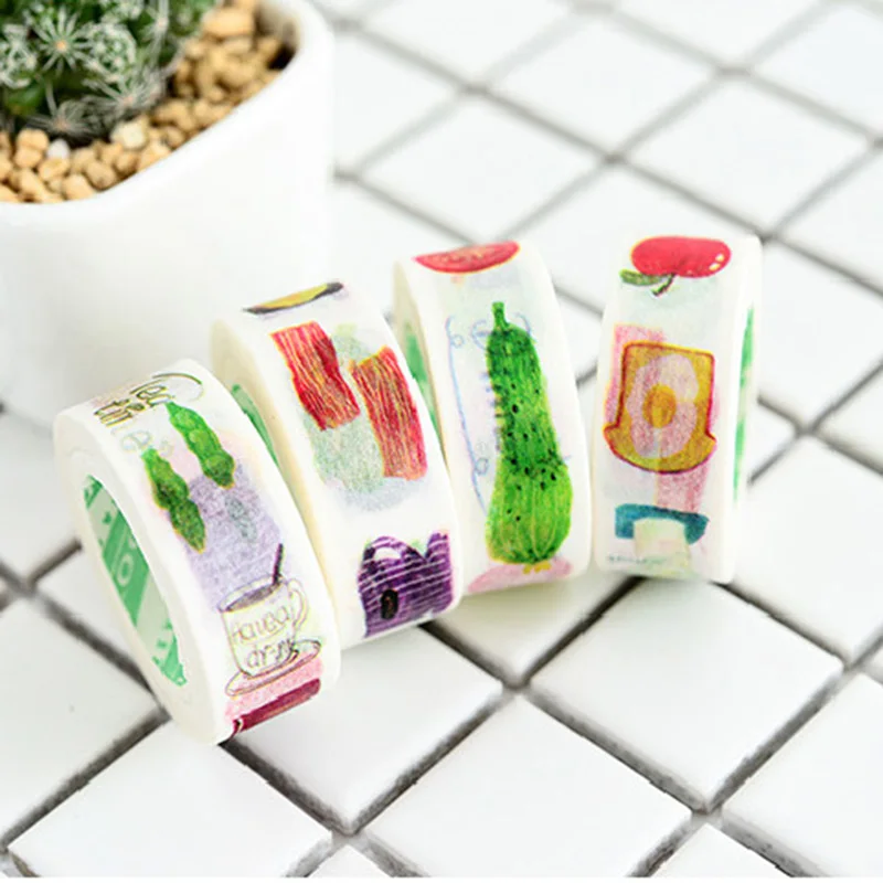 

1pc Kawaii Food Washi Tape Decorative Adhesive Masking Tapes Cute Vegetables TapesFor Decorations Scrapbooking Diary Diy Albums