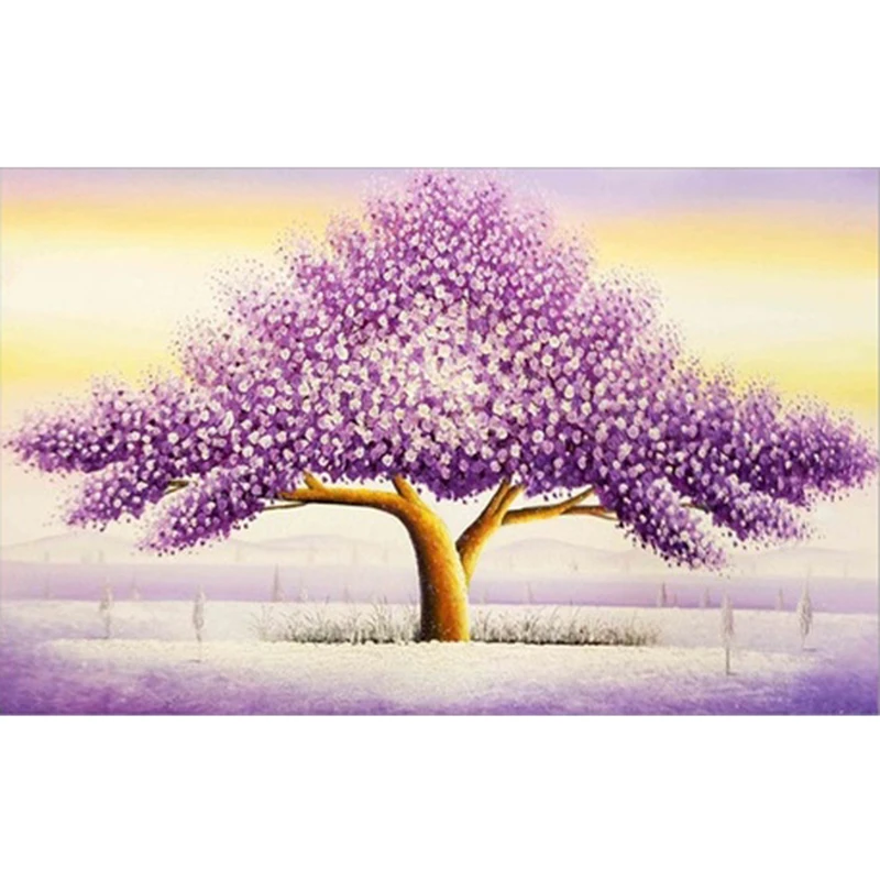 

Diamond Painting New Purple Money-Tree Landscape Painting With Drill Cross Stitch Drawing Room Hanging Painting