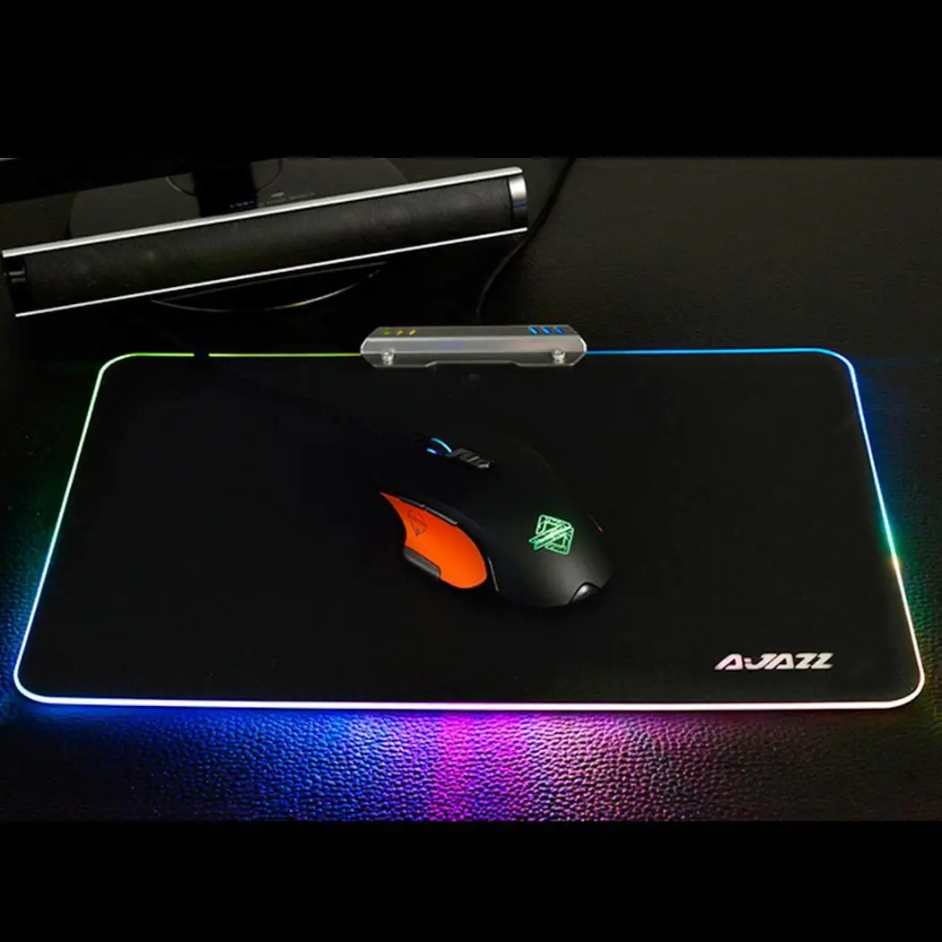 Светодиодный USB проводной игровой Мышь Pad черный красочные Подсветка игры 8