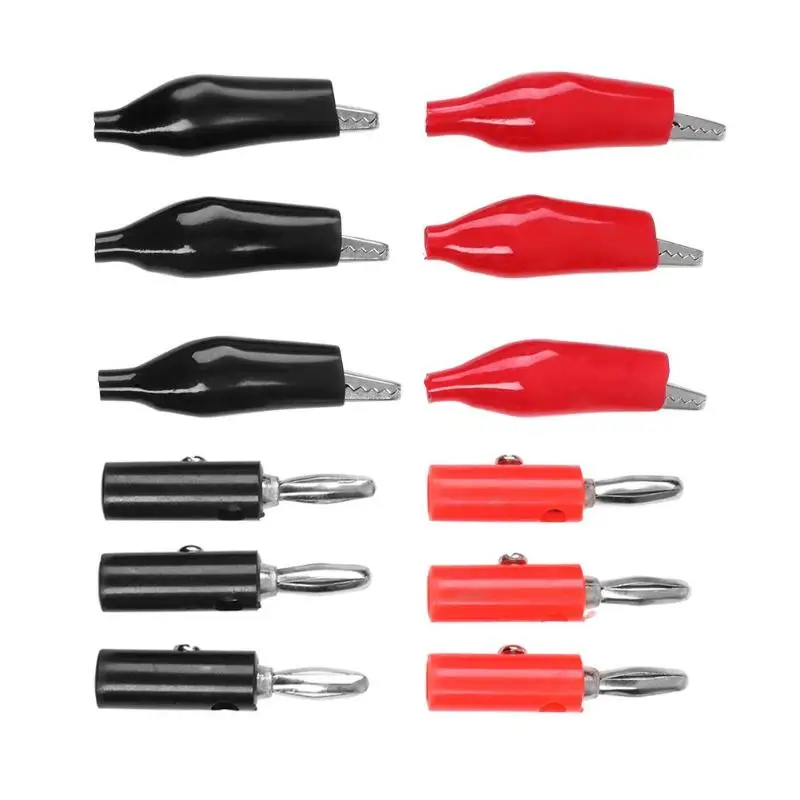 12Pcs Electrical DIY Wire Test Leads Alligator Clips Crocodile Cable