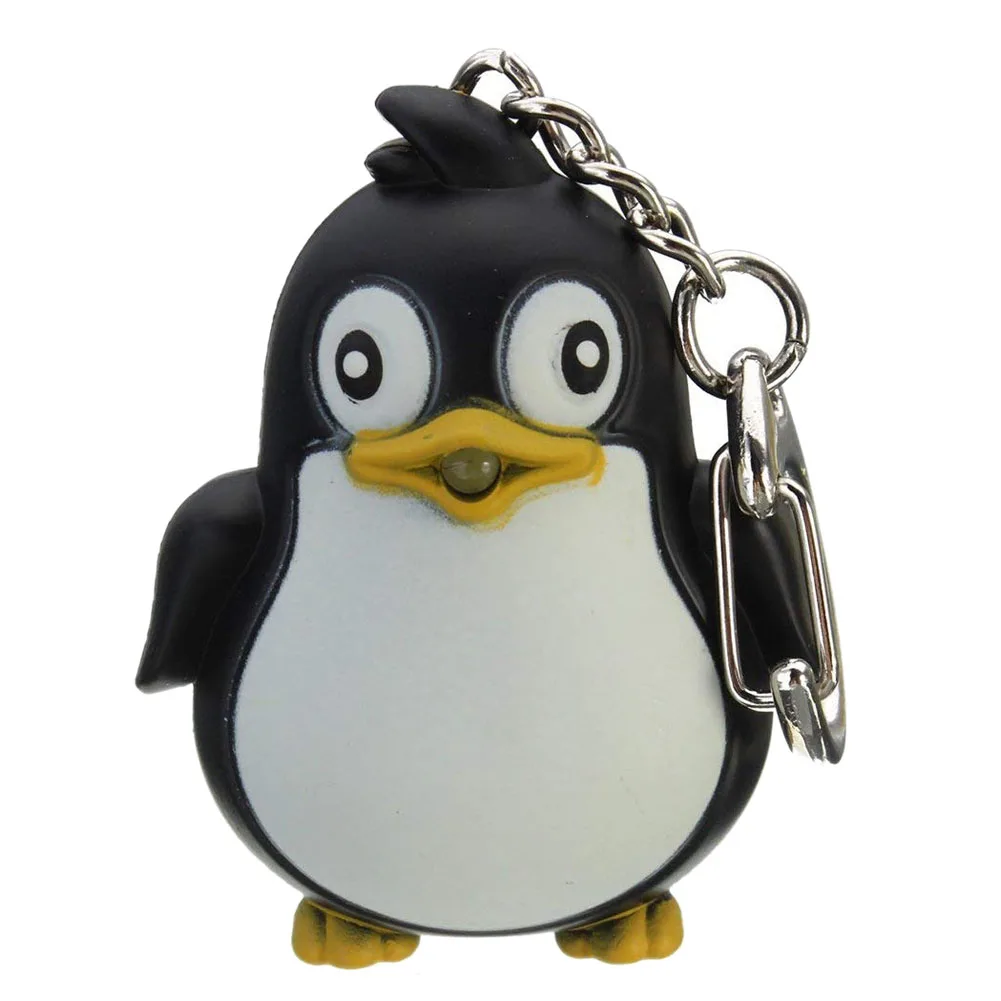 Cute Penguin Keyring Led Torch With Sound Keychain Christmas Xmas Party