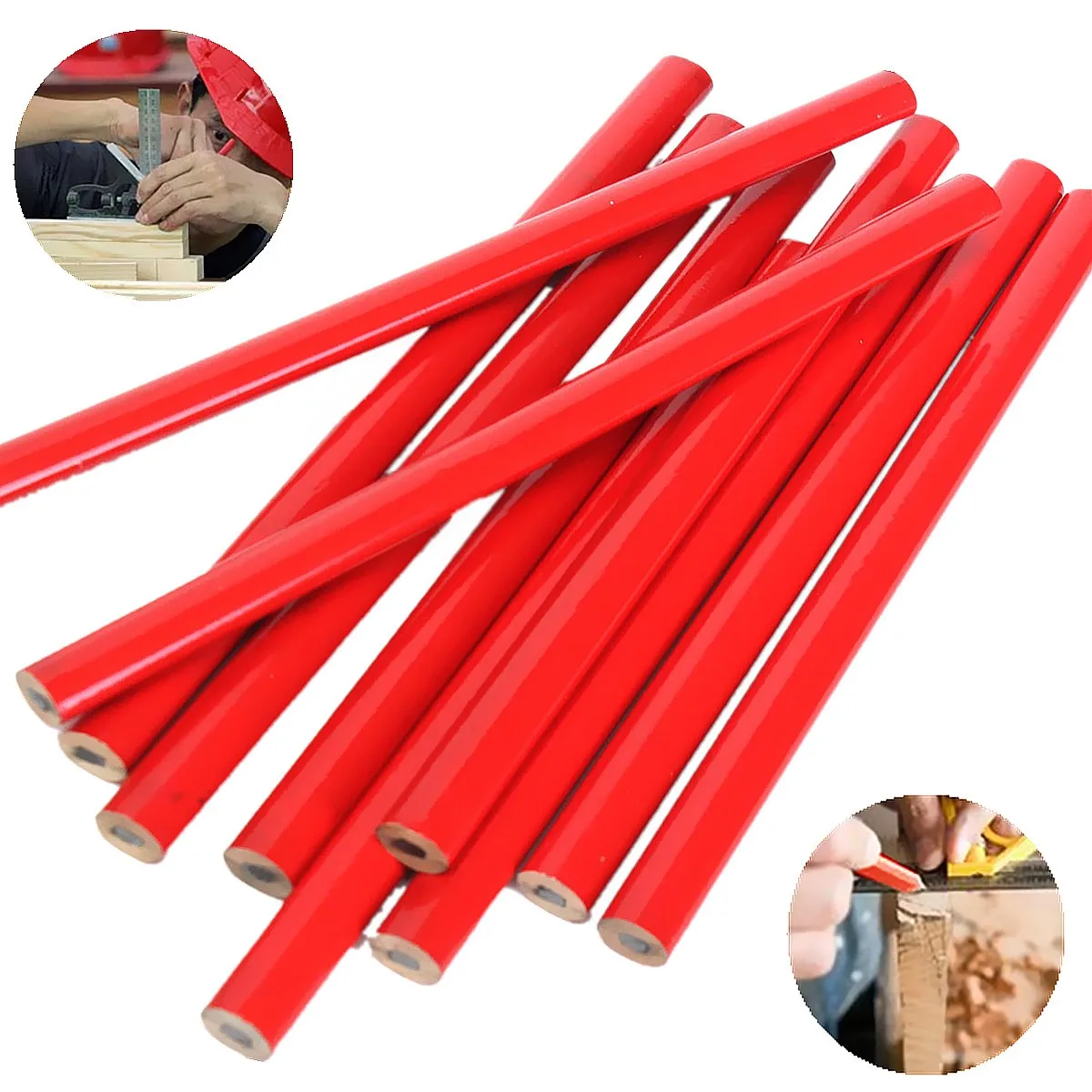 

10Pcs 175mm Carpenters Woodwork Pencils Black Lead For DIY Hardware Crafts Hobby Safer Easier to Use Pencils & Writing Supplies
