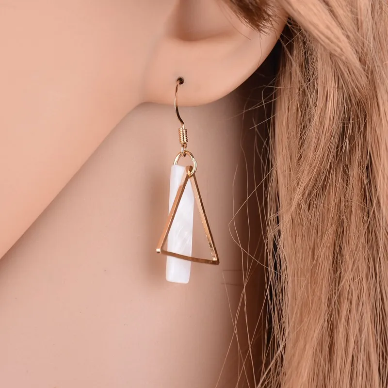 

Mossovy Simple Design Shell Conch Earrings for Women Sea Shell Triangle Round Rectangle Multi-layer Drop Earrings Female Jewelry