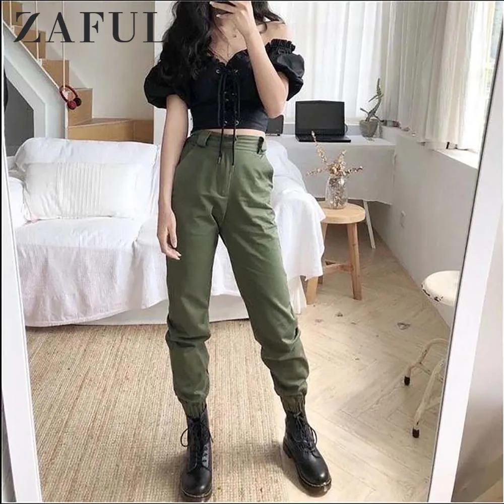 ZAFUL Donne Pantaloni Casual Tasca Cargo Jogger Pantaloni larghi del  piedino Tasche di colore Solido Streetwear Tute e Salopette pantaloni  pantalon femme di larghezza|Pants \u0026 Capris| - AliExpress