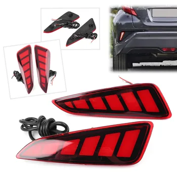 

2PCS Red LED Rear Bumper Light Tail Brake Lamp Taillight DRL For Toyota C-HR CHR 2016 2017 2018 16 17 18 Auto Car Accessories