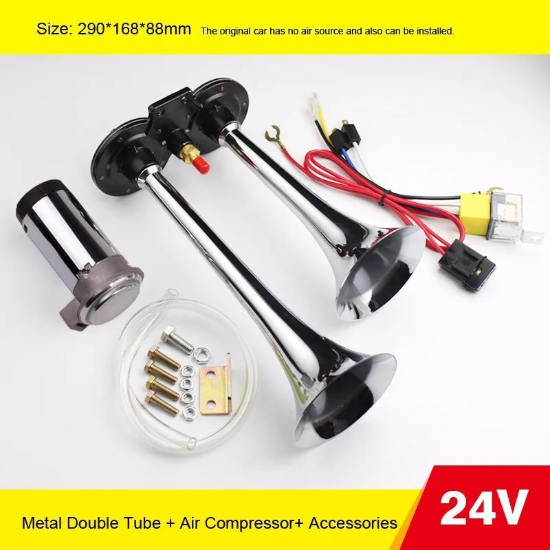 Najtaniej OHANEE 12V 24V sprężarka z sygnałem dźwiękowym Single Tone trąbka klakson moto claxon Chrome dla samochodów ciężarowych moto rcycle ciężarówka łódź pociąg