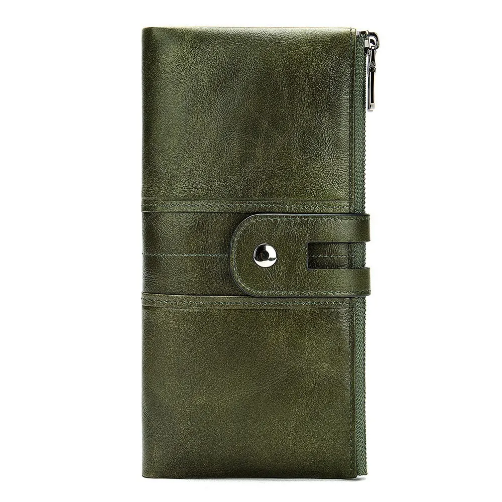 

2019 Genuine Leather Women Wallet Female Coin Purse Hasp Portomonee Clutch Money Bag Lady Handy Card Holder Long for Girl Green