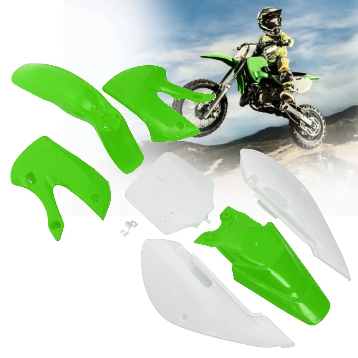 Plastic Fender Kawasaki KLX 110 KLX110 DRZ KX 65 White Complete Fairing Kit
