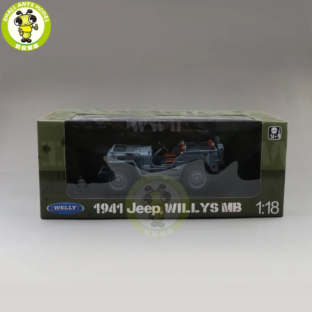 1/18 WELLY 1/4 тонн США Армейский Джип WILLYS Топ вниз литой автомобиль модель игрушки детские подарки для мальчиков девочек серый