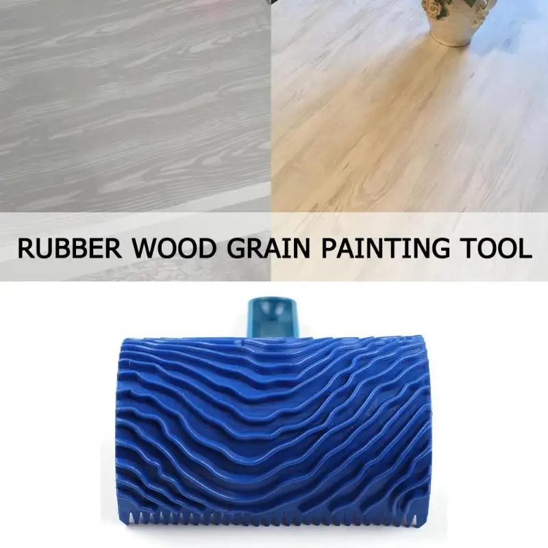 

Blue Rubber Wood Grain Paint Roller Brush DIY Graining Wall Painting Tool with Handle Wall Texture Art Painting Tool Set