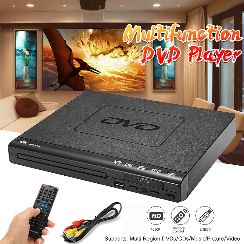 

110V-240V USB Portable Multiple Playback DVD Player ADH DVD CD SVCD VCD Disc Player Home Theatre System With Romote Control