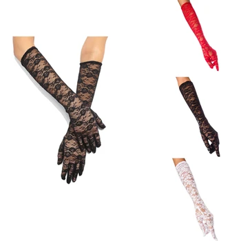 

New Ladies Lace Wrist Gloves Long Thin Satin Magician Party Dress Prom Glove