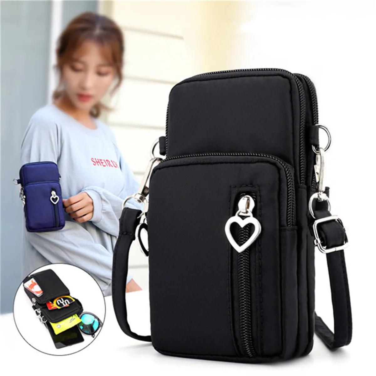 Osmond النساء حقائب البسيطة حقيبة هاتف محمول حقيبة الإناث المحافظ صغيرة Crossbody أكياس عارضة السيدات رفرف حقيبة كتف gilrs اخضر إبرامها