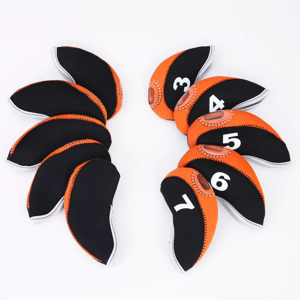 10 PCS جولف الحديد رئيس يغطي نادي يغطي النيوبرين نادي Headcovers الحديد مضرب غطاء الرأس مضرب واقي رأس مجموعة