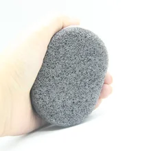 1 шт. черный эллипс Puff моющая щетка Konjac Очищение хлопок бамбук древесный уголь Очищение хлопающий Amorphophallus Konjac влажная губка