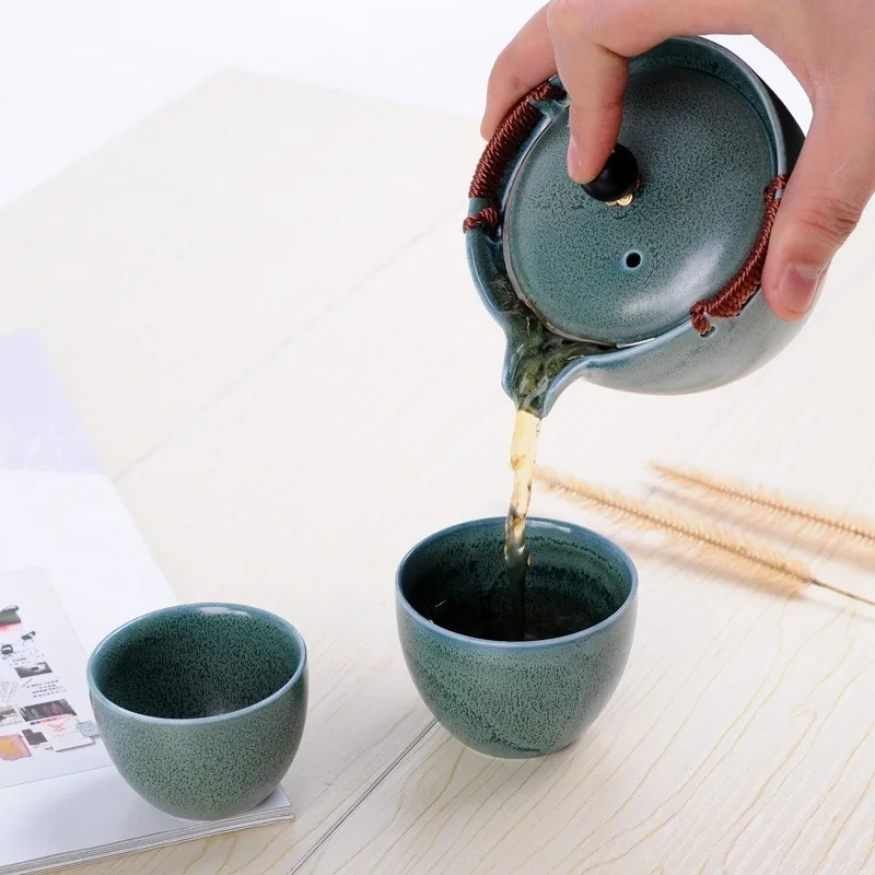 Креативный 1 горшок 2 чашки фарфоровый чайник с заваркой из нержавеющей стали Портативный личный дорожный Керамический Чайник Китайский Чайный горшок набор