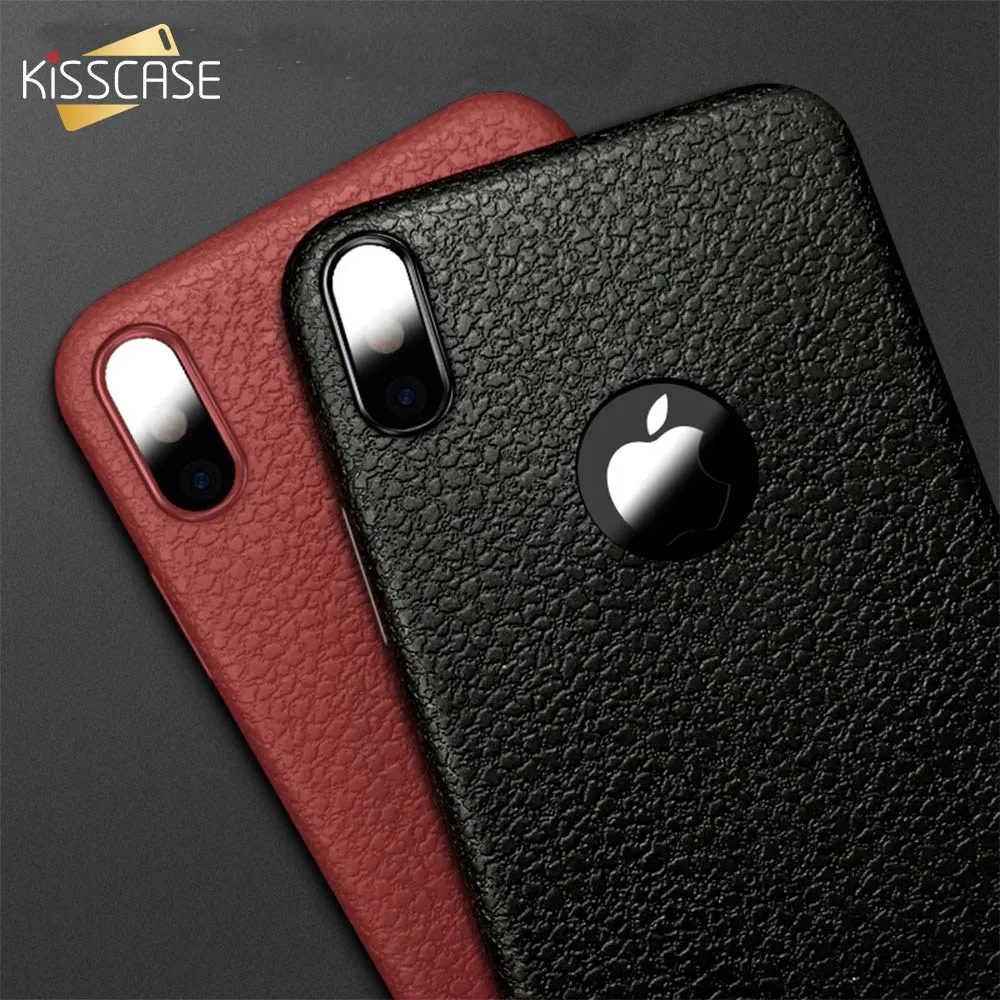 KISSCASE мягкие ТПУ кожаные чехлы для телефонов iPhone 6S 6 7 8 Plus XS Max ультра тонкий кожаный