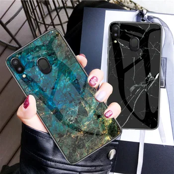 

50pcs/lot Marble Pattern Tempered Glass Soft TPU Frame Cases for Samsung Galaxy M10 M20 A30 A9 2018 A7 2018 S10 S10PLUS S10Lite