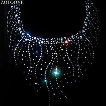 

ZOTOONE Clear Crystal Iron on Patch Hot Fix Rhinestone Applique for Wedding Dress Clothes Super Bright Rhinestones Strass E