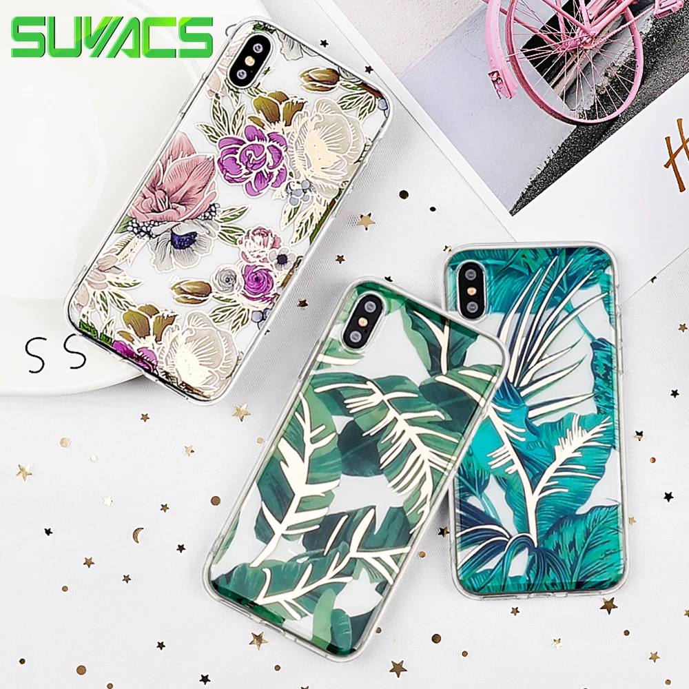 

SUYACS Phone Case For iPhone 6 6S 7 8 Plus X XS MAX XR Beautiful Electroplating Flower Acrylic Mirror Soft TPU Graphic Phone Bag