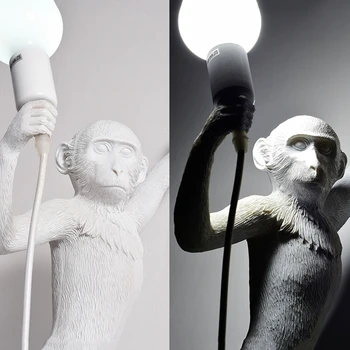 

Nordic LED Pendant Lights Lighting Resin White Monkey Loft Hemp Rope Pendant Lamps Luminaires Bar Cafe Hanging Decor Fixtures