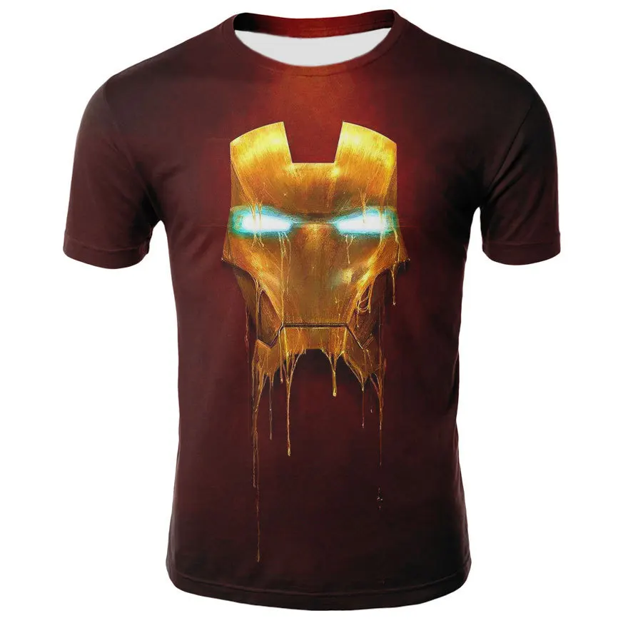 Iron Man Mask Style 3D Printed T Shirt Men Short Sleeve Top Tees Male O Neck T-Shirt 2018 Fashion Compression Shirts