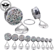 

Dark Light 1 Pair Ear Tunnel Reamer Hollow Flower Ear Plugs Dangle Gauges Flesh Ear Dilation Piercing Expander 8mm-25mm