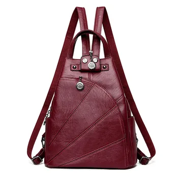

2019 New Fashion Backpack Women Leather Backpacks For Teenage Girls School Bags Vintage Solid Black Women Shoulder Bag Ladies