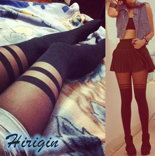 

Women Stockings HOT Sexy Women Girl Black Temptation Sheer Tights Sexy Black Striped Pantyhose Stockings