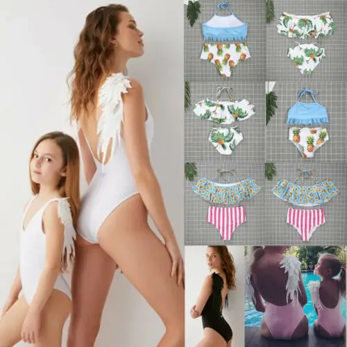 

Family Matching Swimsuit Mother Father Girls Boys One Pcs Swimwear Bikini Sets